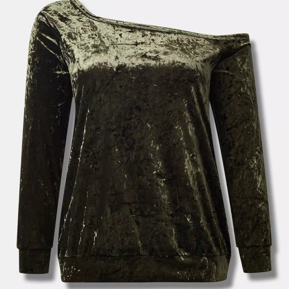 Torrid velveteen off the shoulder sweatshirt
